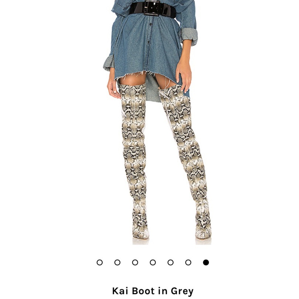 Raye Kai Thigh High Snakeprint Boot In Grey Sz 9.5 - image 4